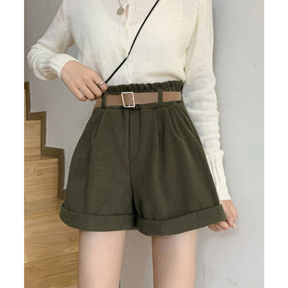 ミニミニストア miniministore ベルト付き ショートパンツ コーデュロイ （カーキ） カーキ