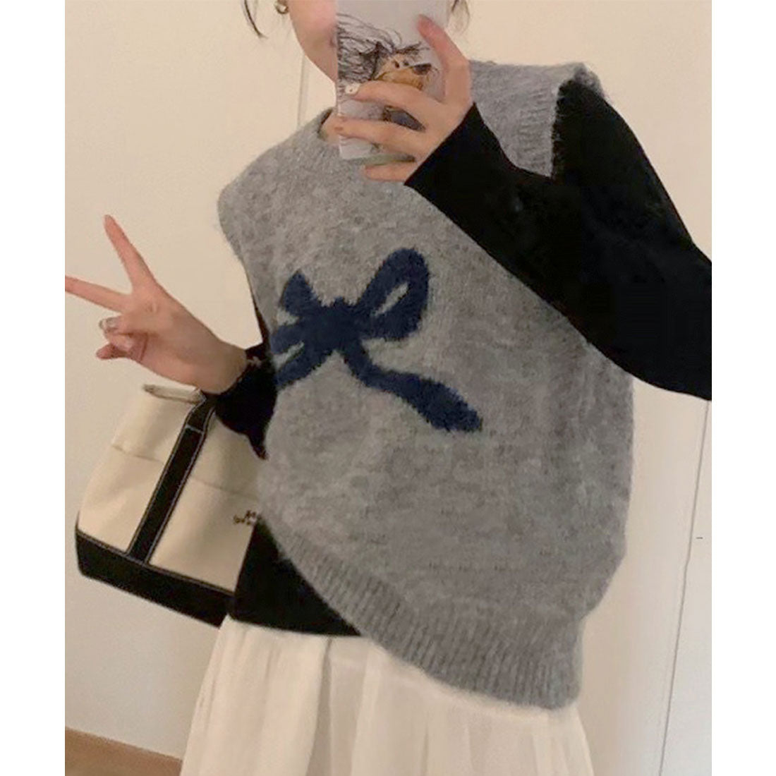 ミニミニストア miniministore ニットベスト レディース ニットジレ （グレー） グレー