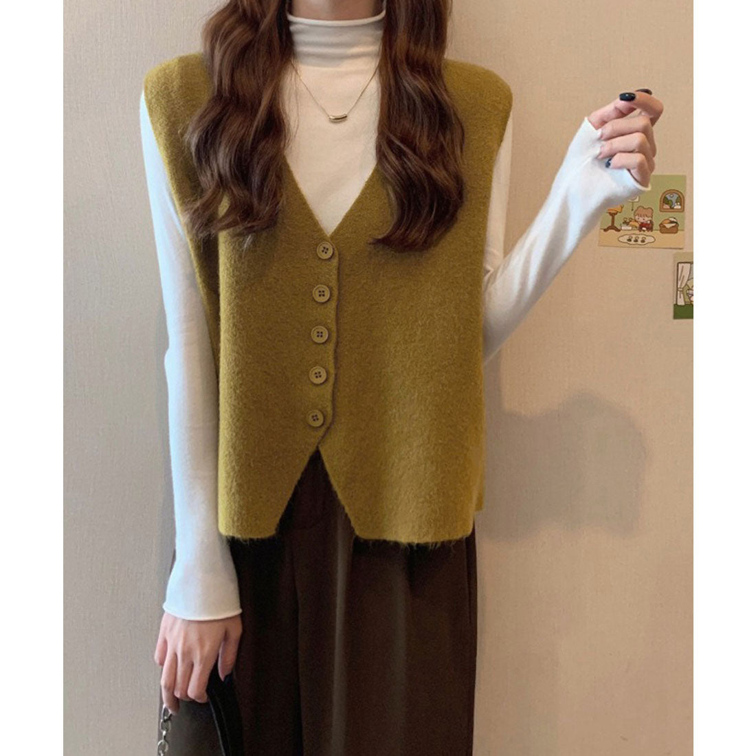 ミニミニストア miniministore ニットベスト ニットジレ 重ね着 秋冬服 （マスタード） マスタード