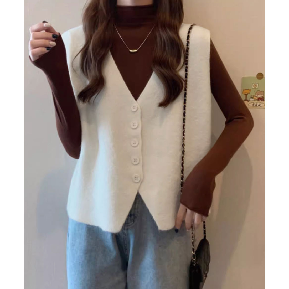 ミニミニストア miniministore ニットベスト ニットジレ 重ね着 秋冬服 （マスタード） マスタード
