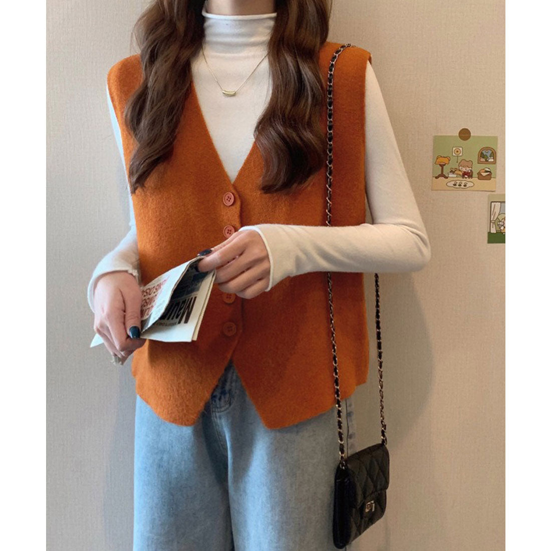 ミニミニストア miniministore ニットベスト ニットジレ 重ね着 秋冬服 （マスタード） マスタード