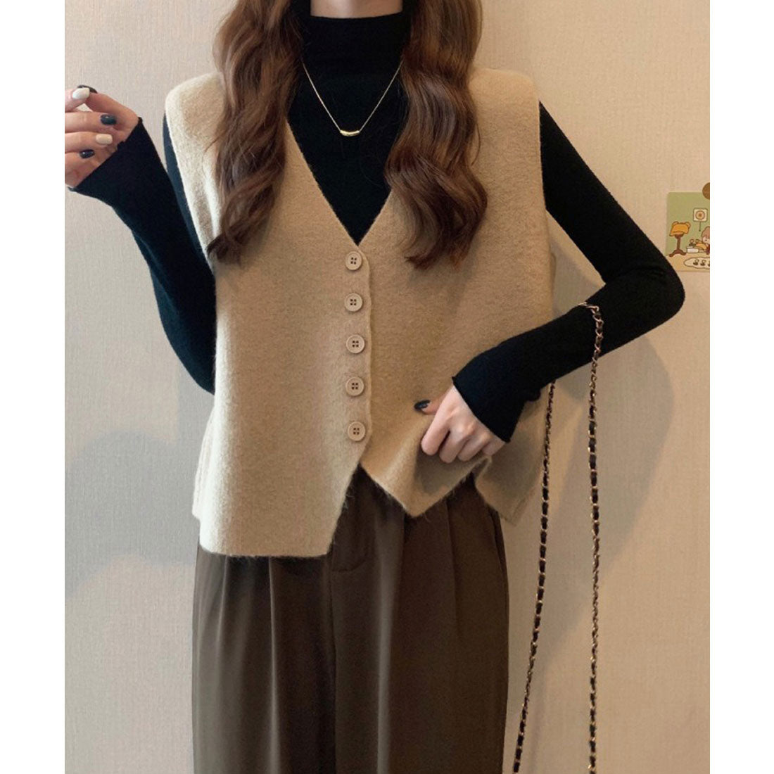 ミニミニストア miniministore ニットベスト ニットジレ 重ね着 秋冬服 （ベージュ） ベージュ