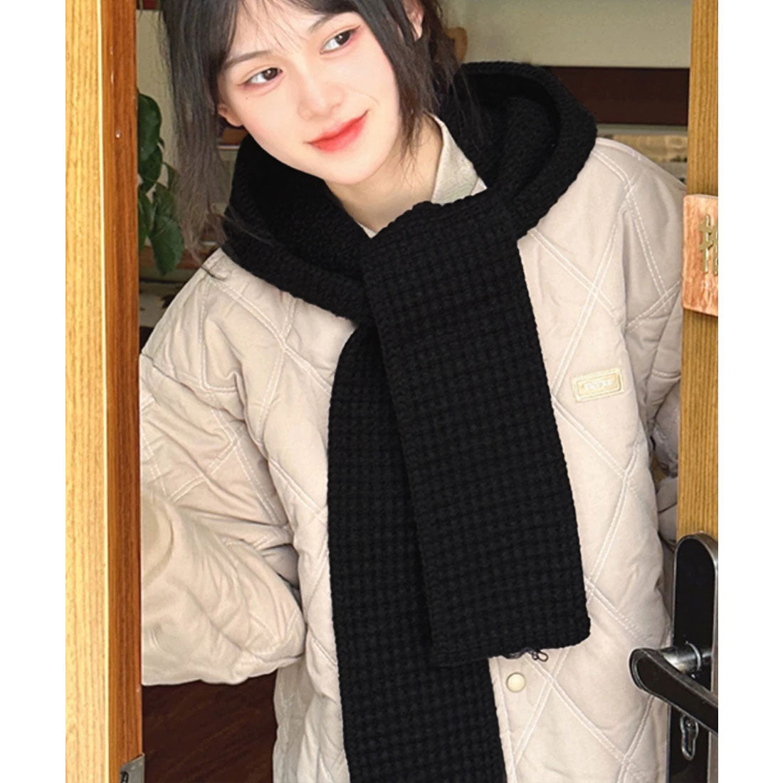 ミニミニストア miniministore フード付きニットマフラー韓国風バラクラバ （ワインレッド） ワインレッド