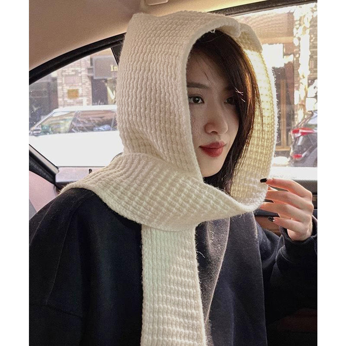 ミニミニストア miniministore フード付きニットマフラー韓国風バラクラバ （ワインレッド） ワインレッド