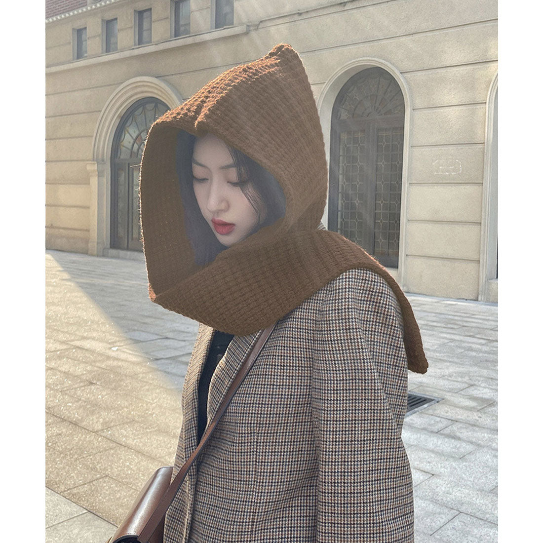 ミニミニストア miniministore フード付きニットマフラー韓国風バラクラバ （ワインレッド） ワインレッド
