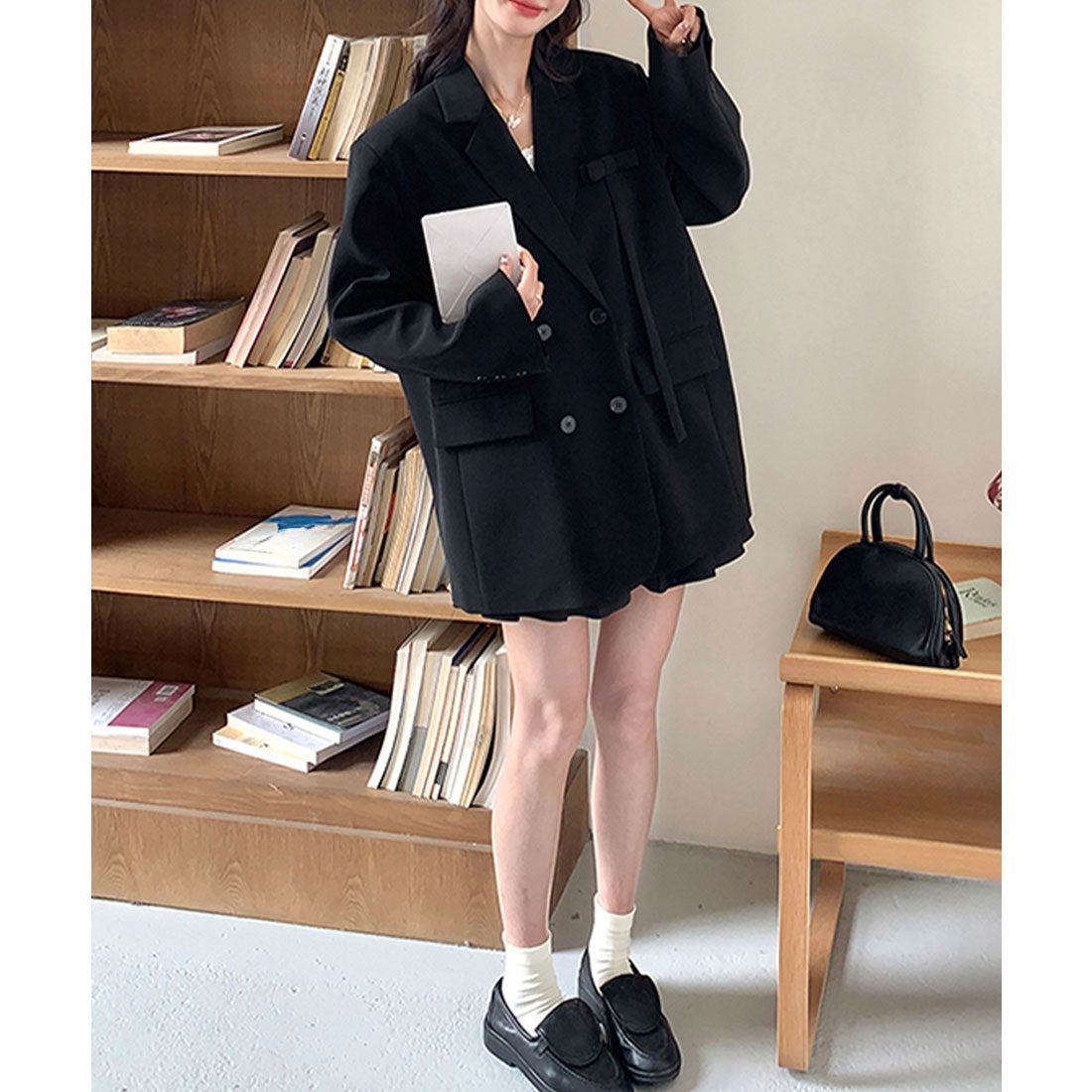 ミニミニストア miniministore ダブルボタンテーラードジャケットアウター （ブラック） ブラック