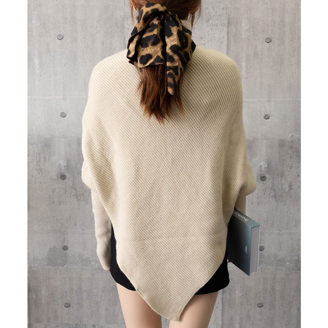 ミニミニストア miniministore ハイネックニットセーター 不規則デザイン （アイボリー） アイボリー