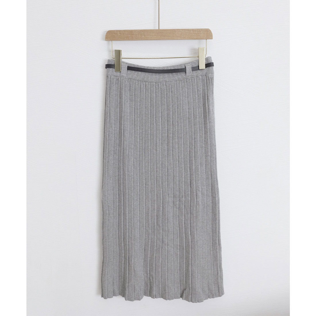 ミニミニストア miniministore ハイウエスト プリーツニットスカート秋冬 （ベージュ） ベージュ