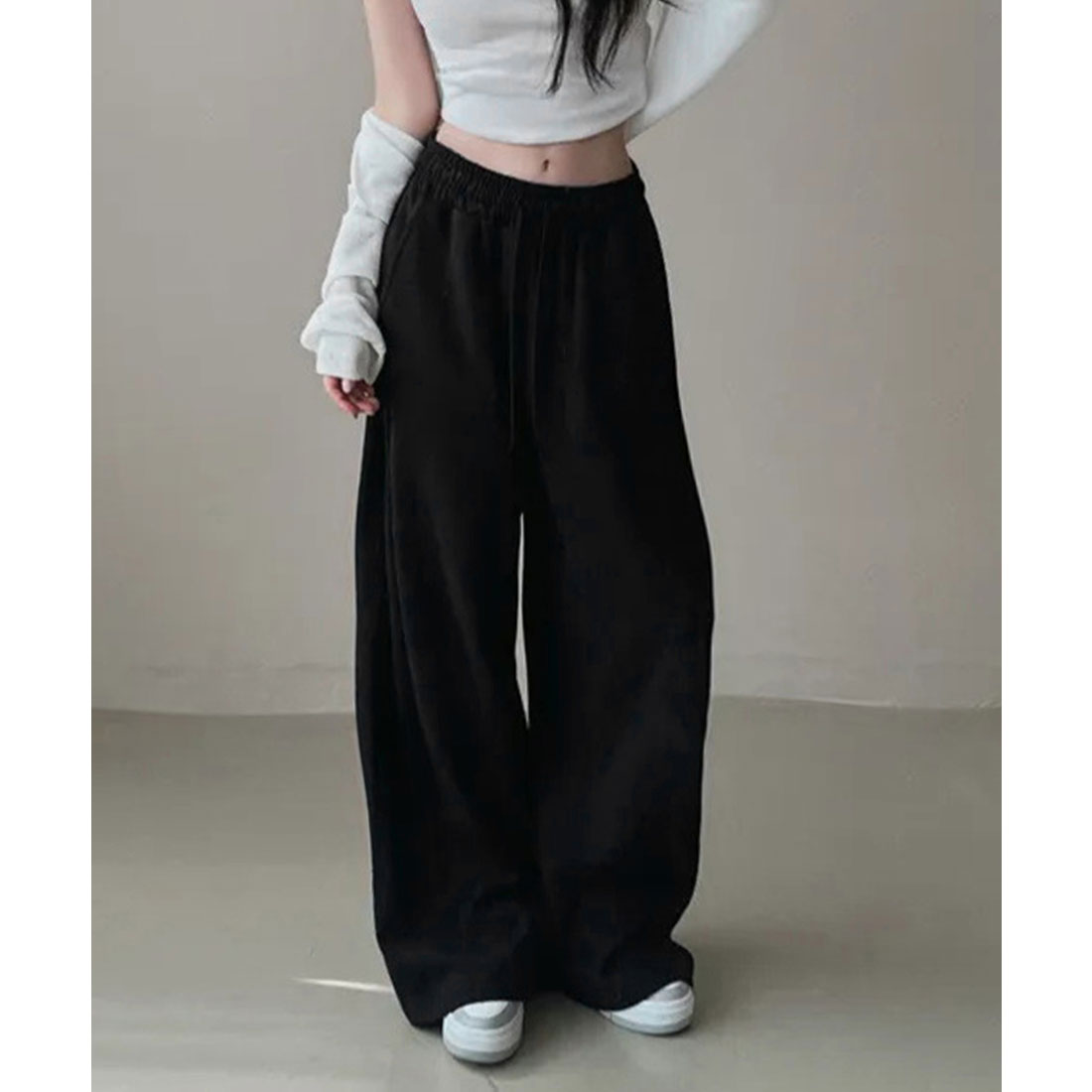 ミニミニストア miniministore バッグプリントワイドスエットパンツ韓国風 （グレー*裏起毛なし） グレー*裏起毛なし