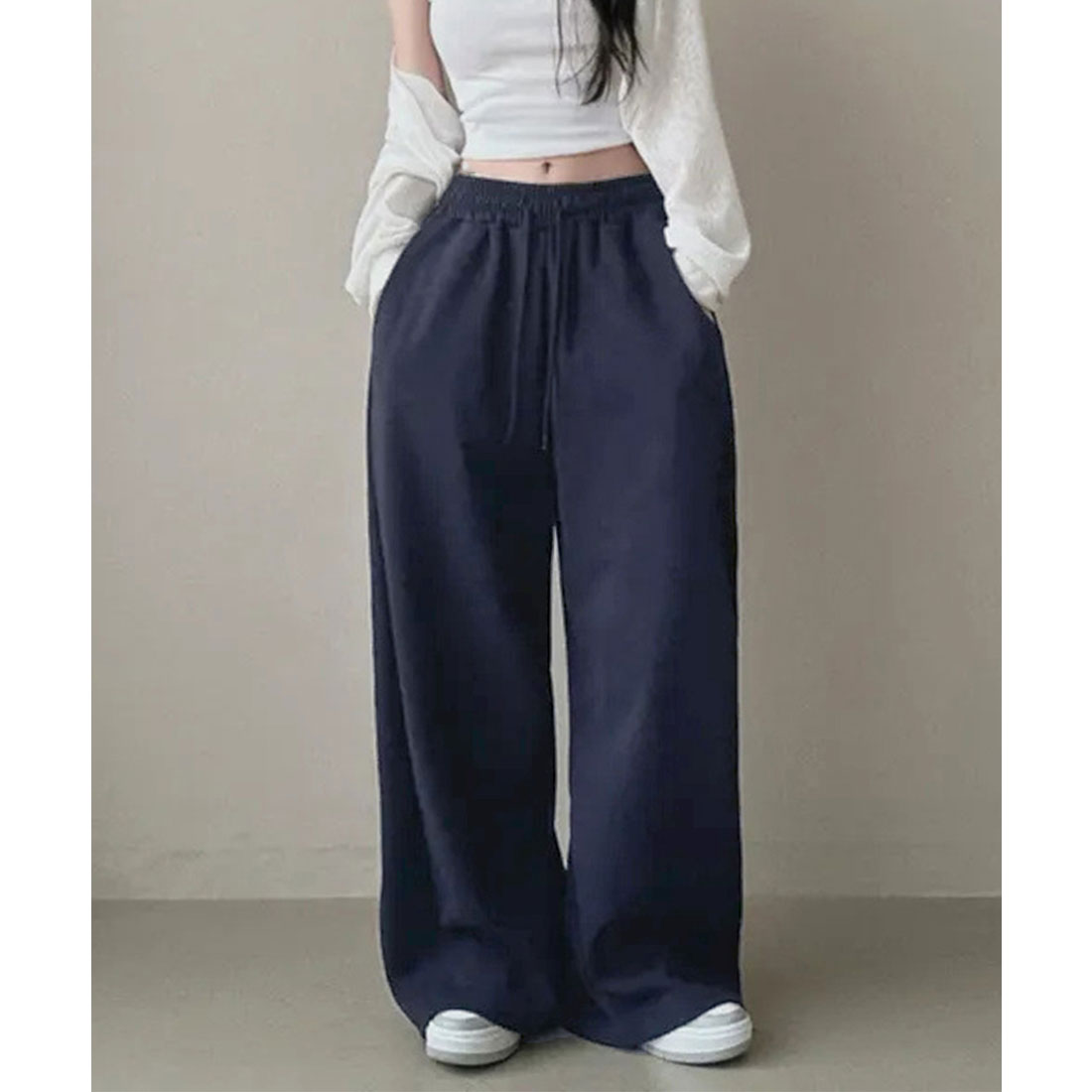 ミニミニストア miniministore バッグプリントワイドスエットパンツ韓国風 （グレー*裏起毛なし） グレー*裏起毛なし