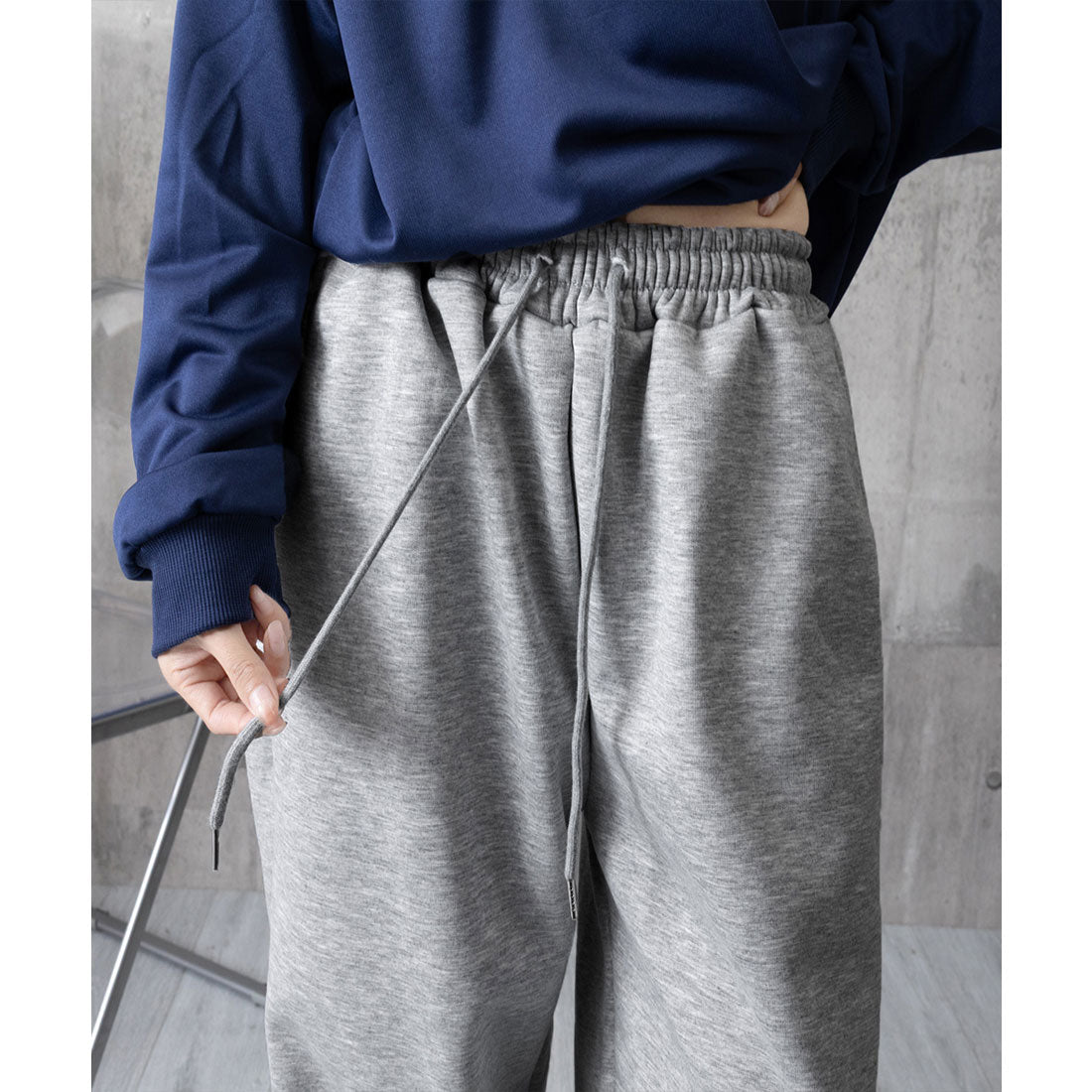 ミニミニストア miniministore バッグプリントワイドスエットパンツ韓国風 （グレー*裏起毛なし） グレー*裏起毛なし