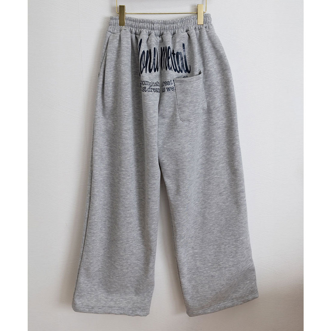 ミニミニストア miniministore バッグプリントワイドスエットパンツ韓国風 （グレー*裏起毛なし） グレー*裏起毛なし