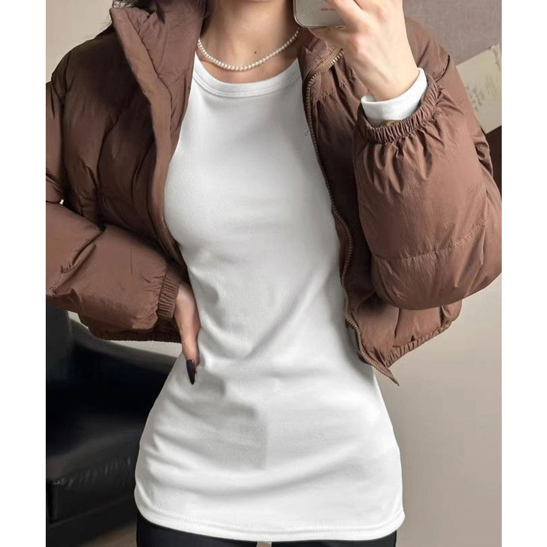 ミニミニストア miniministore ロングTシャツ 重ね着フィットカットソー （グレー*デロン素材） グレー*デロン素材