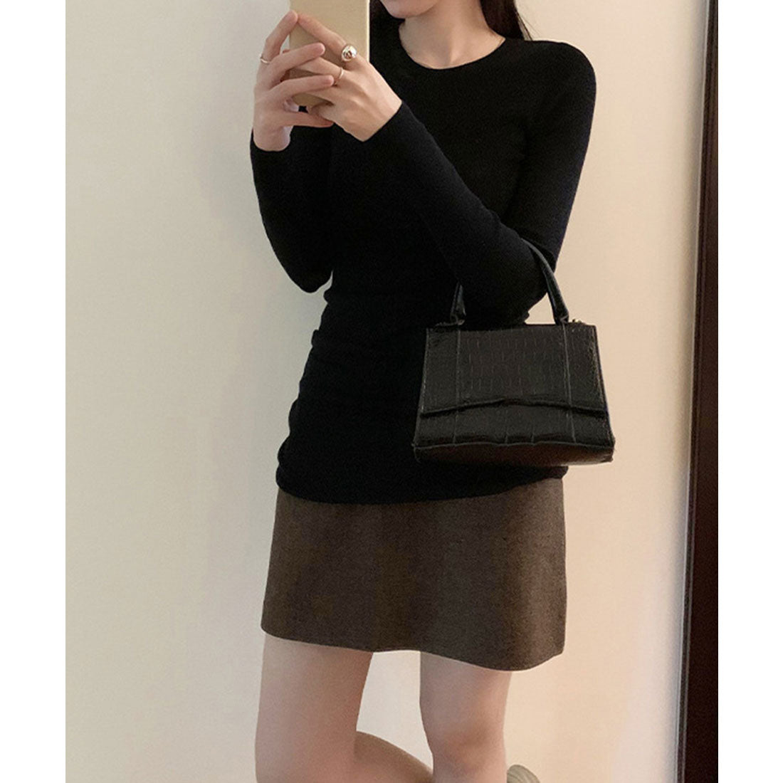 ミニミニストア miniministore ロングTシャツ 重ね着フィットカットソー （グレー*デロン素材） グレー*デロン素材