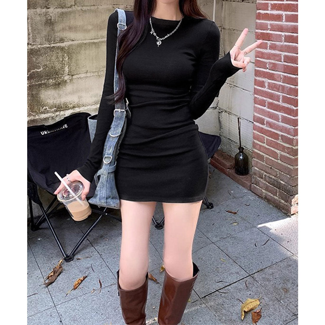 ミニミニストア miniministore ロングTシャツ 重ね着フィットカットソー （グレー*デロン素材） グレー*デロン素材