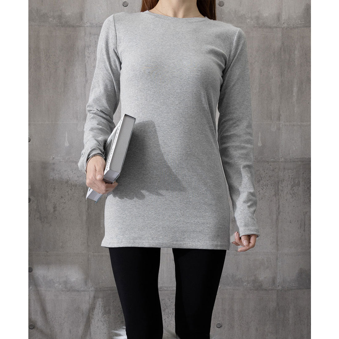 ミニミニストア miniministore ロングTシャツ 重ね着フィットカットソー （グレー*デロン素材） グレー*デロン素材