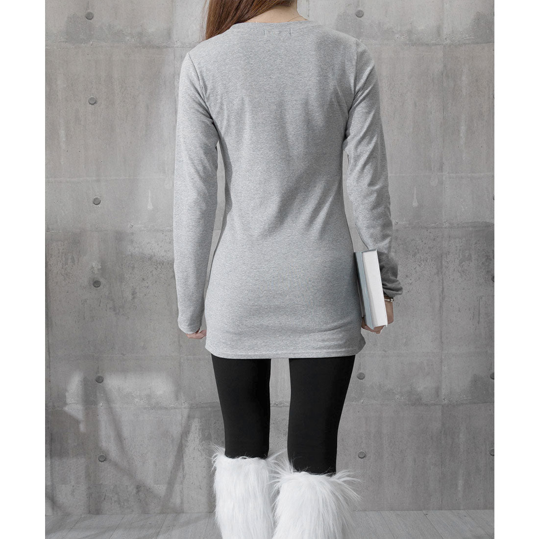 ミニミニストア miniministore ロングTシャツ 重ね着フィットカットソー （グレー*デロン素材） グレー*デロン素材