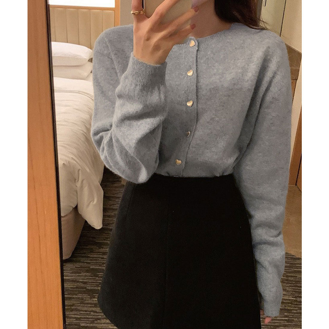 ミニミニストア miniministore ニットカーディガン レディース 韓国風 （グレー） グレー