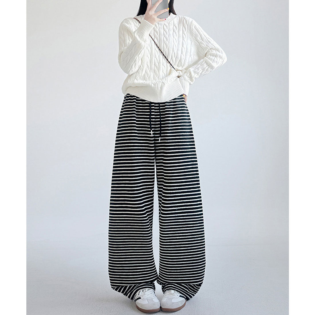 ミニミニストア miniministore イージーパンツ ロング丈 ボーダー 新作 （アイボリー） アイボリー