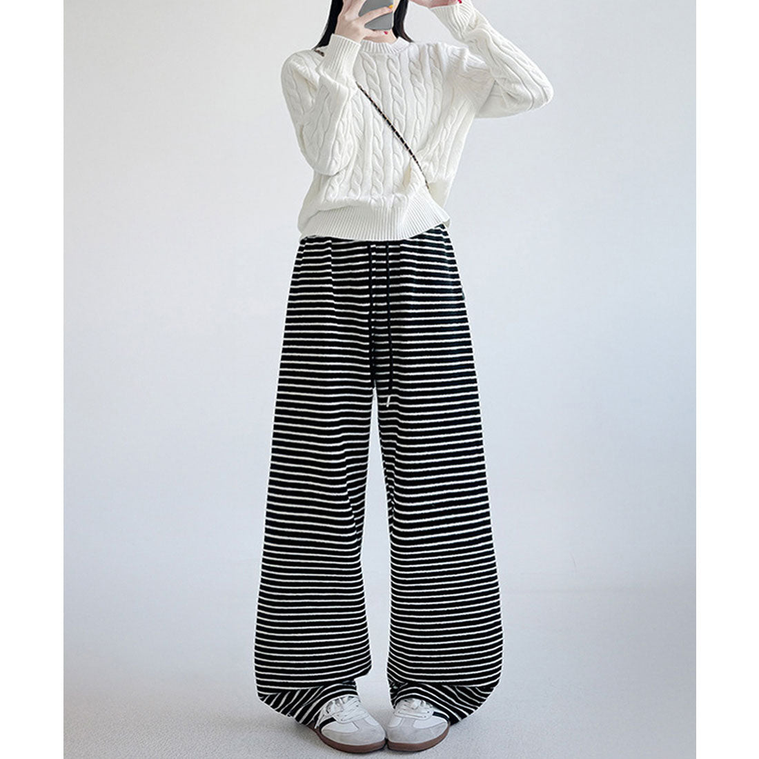 ミニミニストア miniministore イージーパンツ ロング丈 ボーダー 新作 （アイボリー） アイボリー