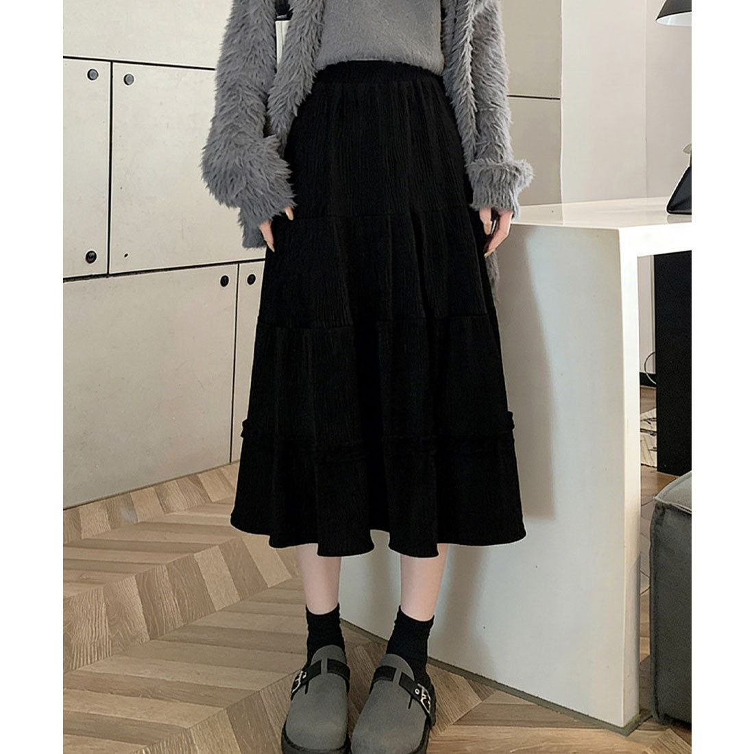 ミニミニストア miniministore ティアードスカート コーデュロイスカート （ダークブラウン） ダークブラウン