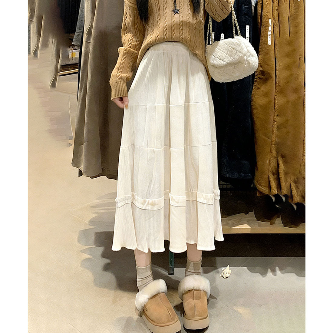 ミニミニストア miniministore ティアードスカート コーデュロイスカート （ダークブラウン） ダークブラウン