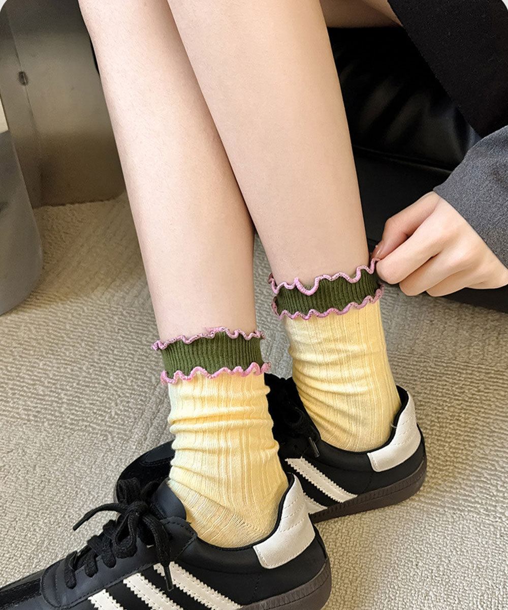 ミニミニストア miniministore ダブルフリルソックス6足組 リブソックス （6色セット） 6色セット