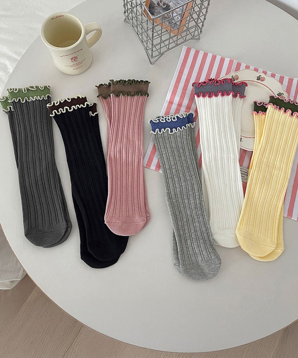 ミニミニストア miniministore ダブルフリルソックス6足組 リブソックス （6色セット） 6色セット
