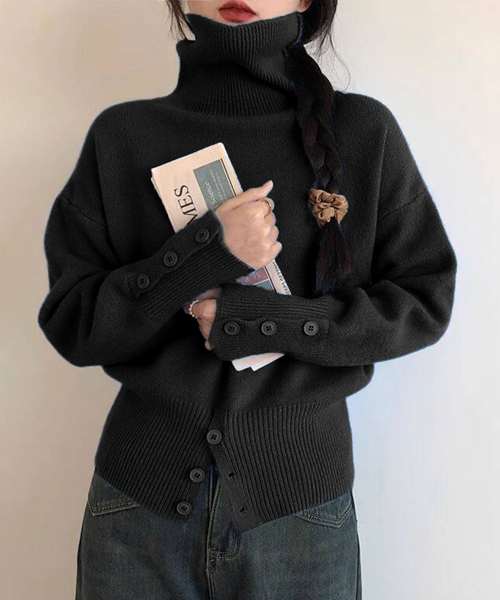 ミニミニストア miniministore タートルネックリブニット トップス秋冬服 （ブラック） ブラック