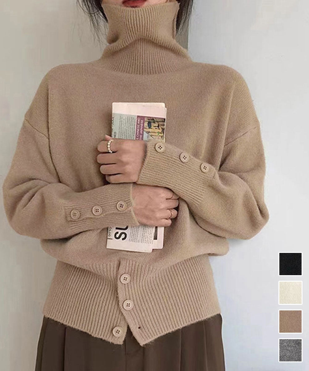 ミニミニストア miniministore タートルネックリブニット トップス秋冬服 （ブラック） ブラック