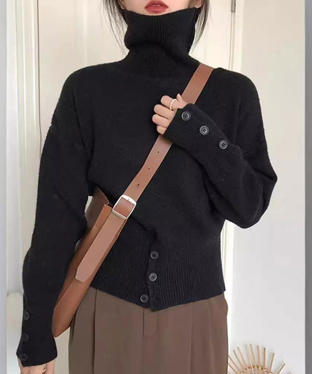 ミニミニストア miniministore タートルネックリブニット トップス秋冬服 （ブラック） ブラック