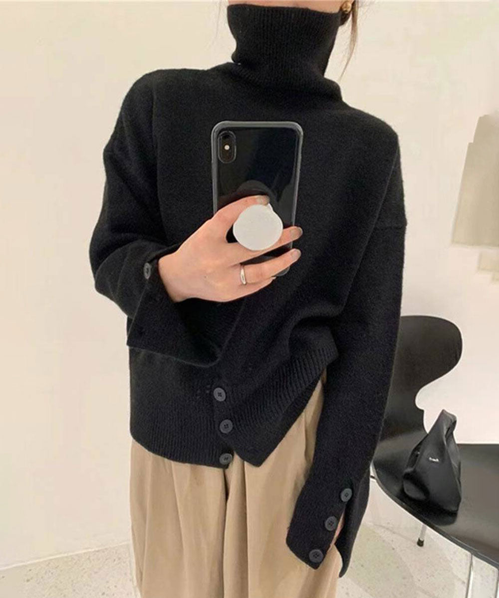 ミニミニストア miniministore タートルネックリブニット トップス秋冬服 （ブラック） ブラック