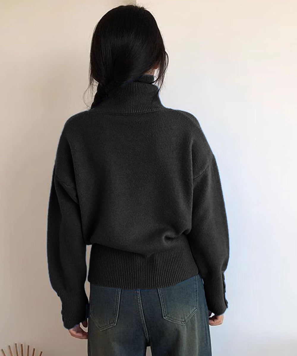 ミニミニストア miniministore タートルネックリブニット トップス秋冬服 （ブラック） ブラック