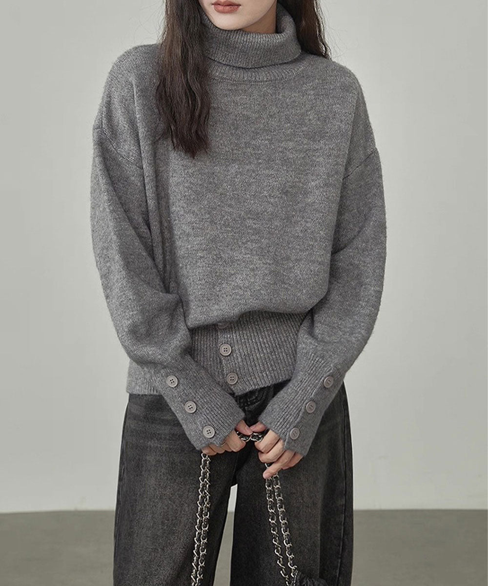 ミニミニストア miniministore タートルネックリブニット トップス秋冬服 （ブラック） ブラック