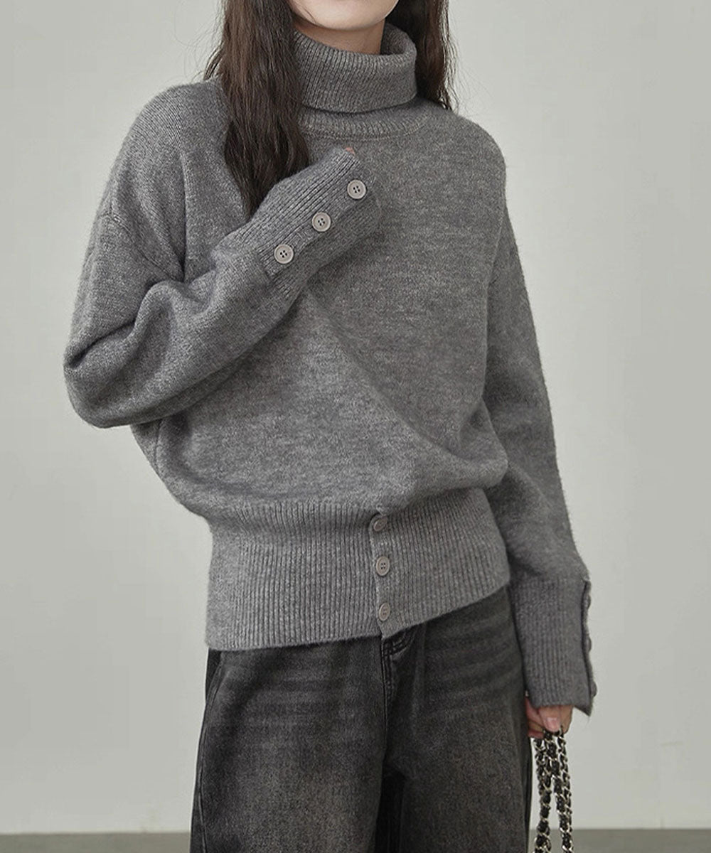 ミニミニストア miniministore タートルネックリブニット トップス秋冬服 （ブラック） ブラック