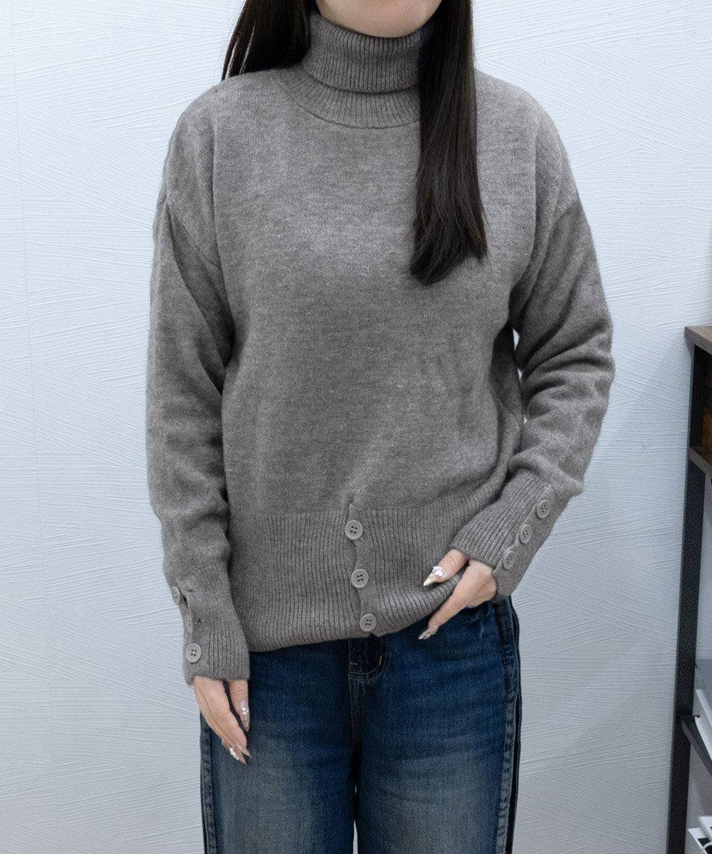 ミニミニストア miniministore タートルネックリブニット トップス秋冬服 （ブラック） ブラック