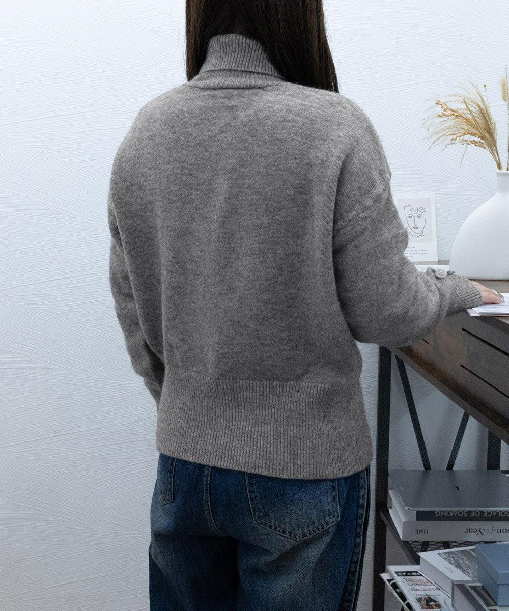 ミニミニストア miniministore タートルネックリブニット トップス秋冬服 （ブラック） ブラック