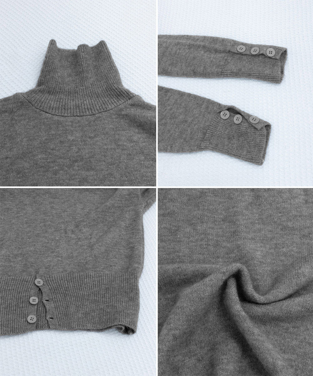 ミニミニストア miniministore タートルネックリブニット トップス秋冬服 （ブラック） ブラック