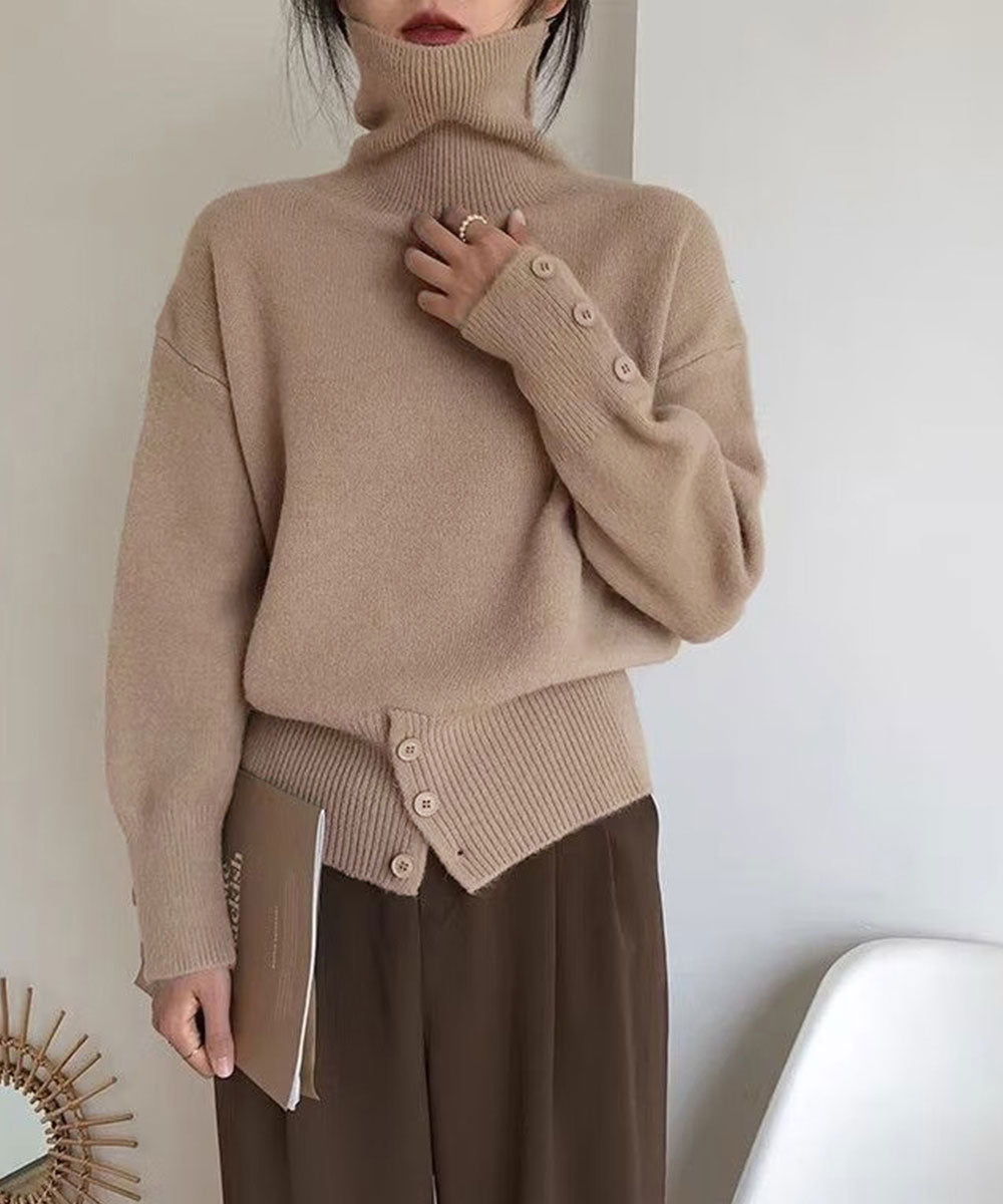 ミニミニストア miniministore タートルネックリブニット トップス秋冬服 （ダークベージュ） ダークベージュ