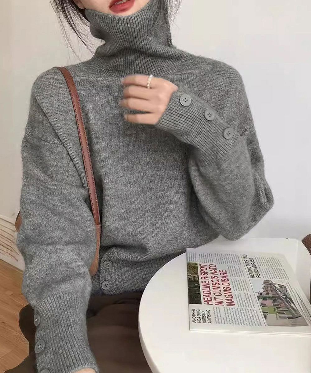 ミニミニストア miniministore タートルネックリブニット トップス秋冬服 （グレー） グレー