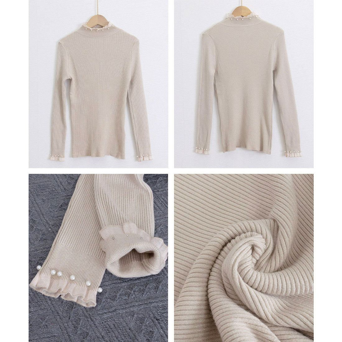ミニミニストア miniministore リブニットトップス ハイネック長袖春秋冬 （アイボリー） アイボリー