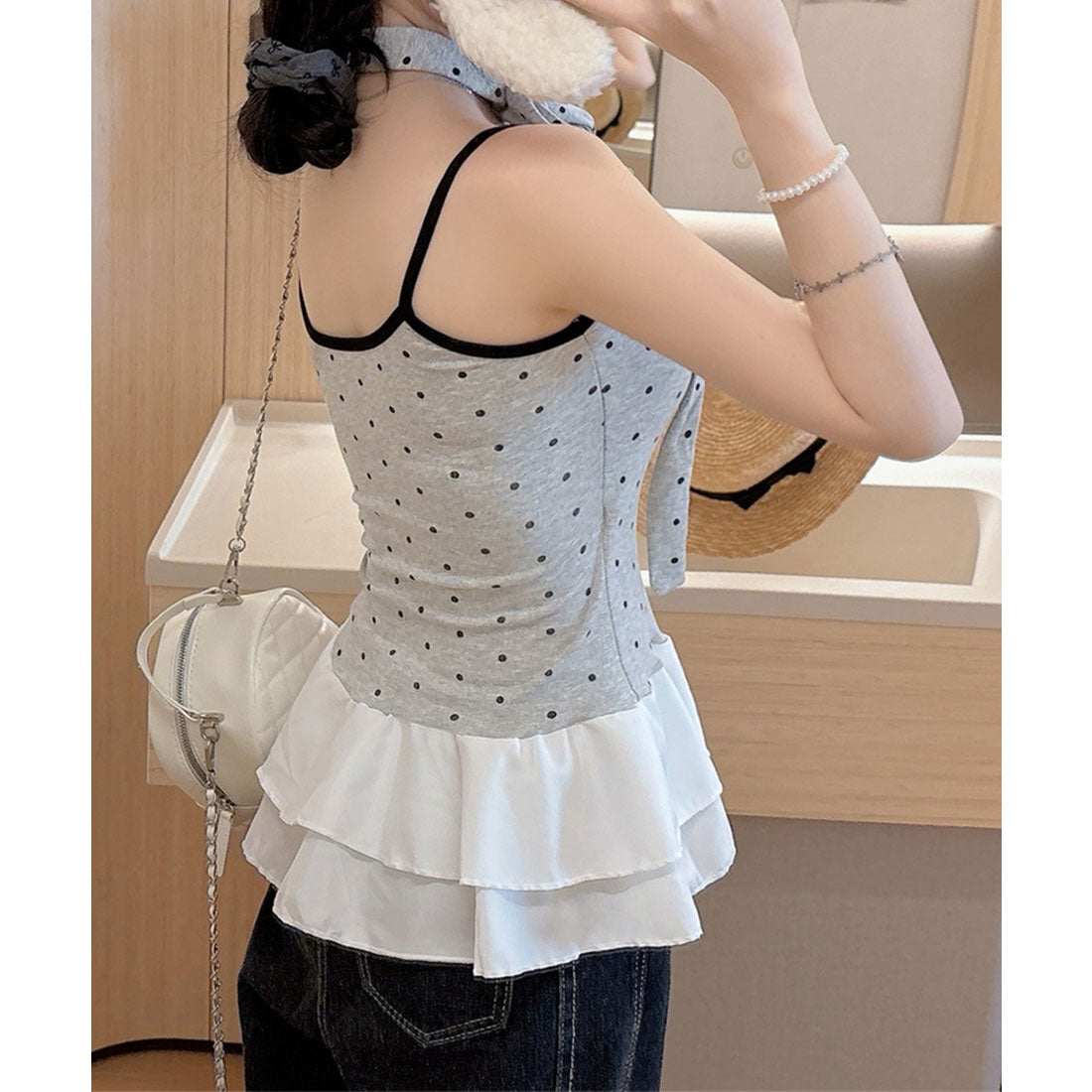 ミニミニストア miniministore ドット柄キャミソール チョーカー付き夏服 （ブラック） ブラック