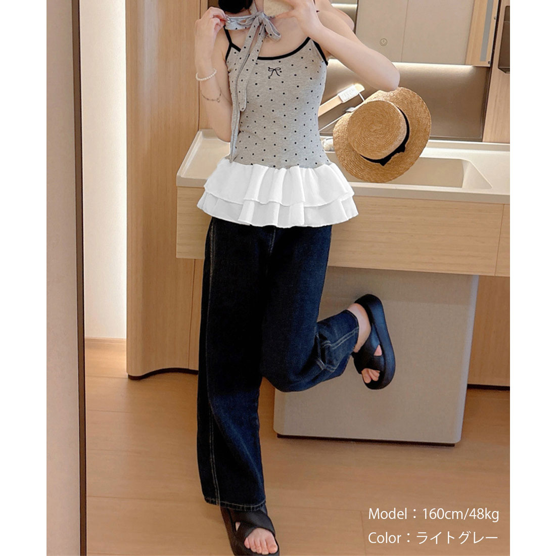 ミニミニストア miniministore ドット柄キャミソール チョーカー付き夏服 （ブラック） ブラック