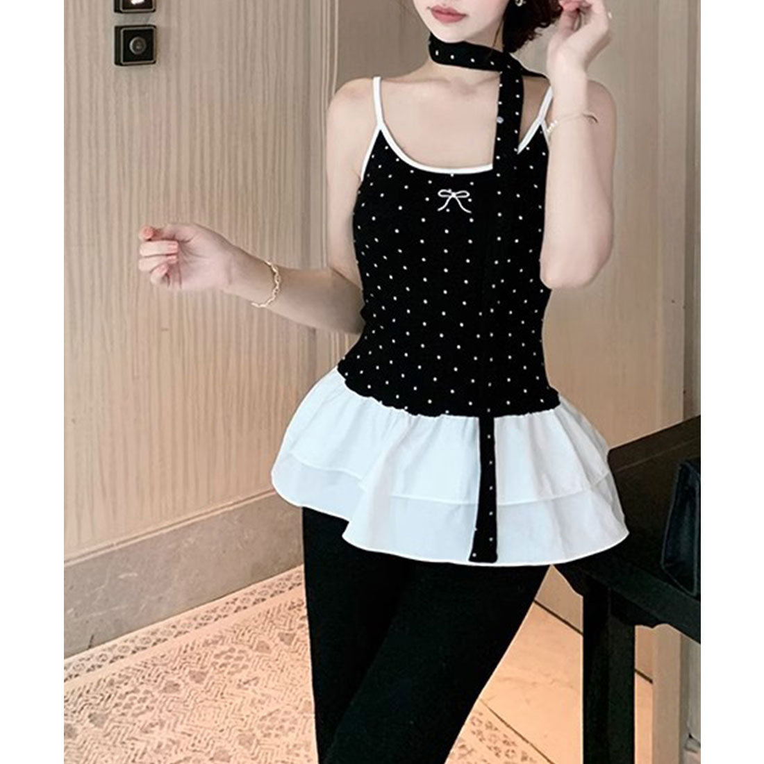 ミニミニストア miniministore ドット柄キャミソール チョーカー付き夏服 （ブラック） ブラック