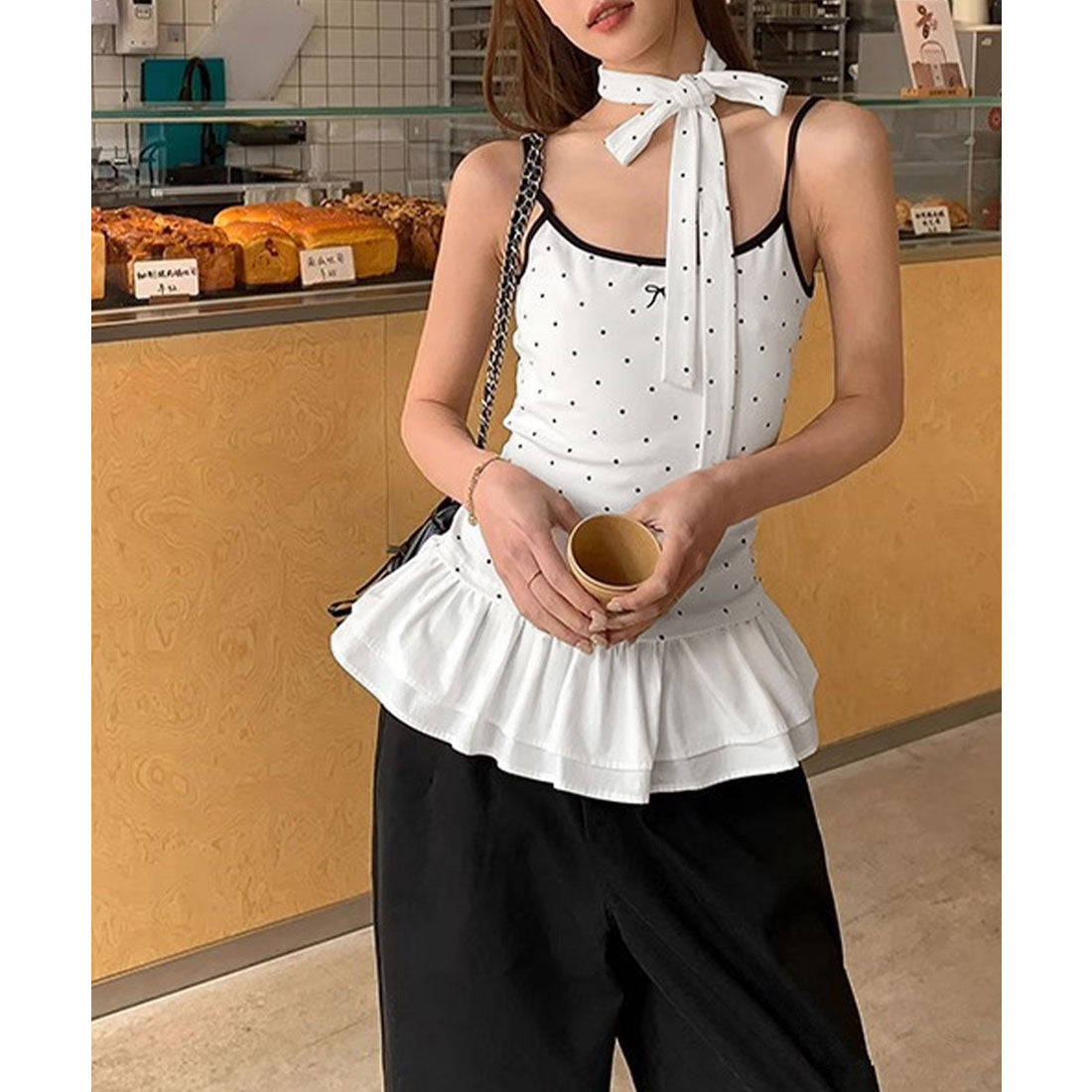 ミニミニストア miniministore ドット柄キャミソール チョーカー付き夏服 （ブラック） ブラック