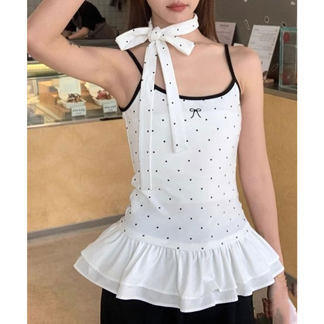 ミニミニストア miniministore ドット柄キャミソール チョーカー付き夏服 （ブラック） ブラック