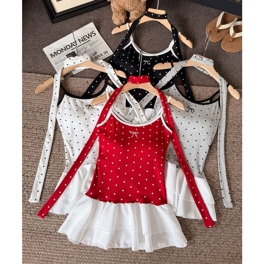 ミニミニストア miniministore ドット柄キャミソール チョーカー付き夏服 （ブラック） ブラック