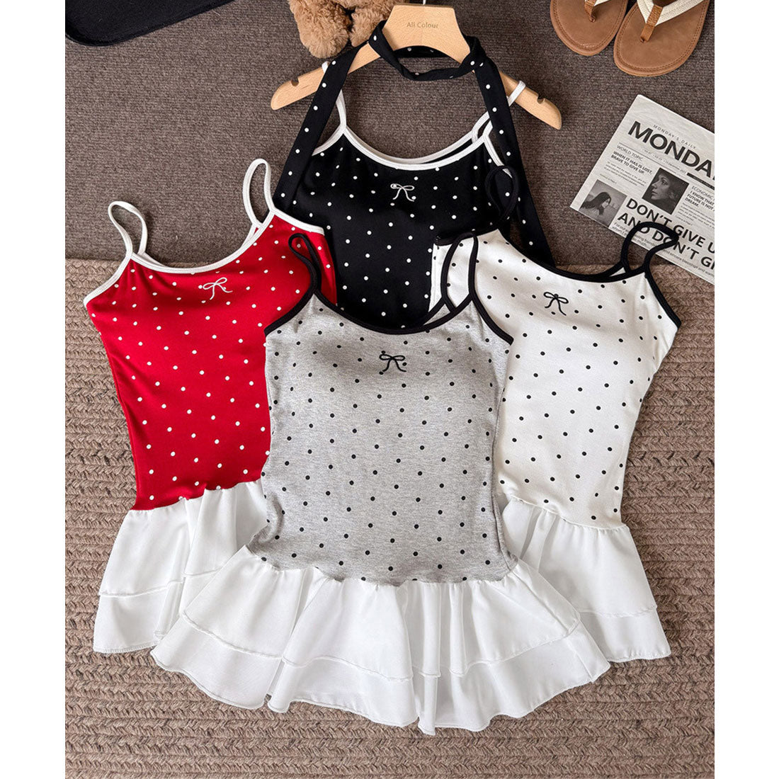 ミニミニストア miniministore ドット柄キャミソール チョーカー付き夏服 （ブラック） ブラック