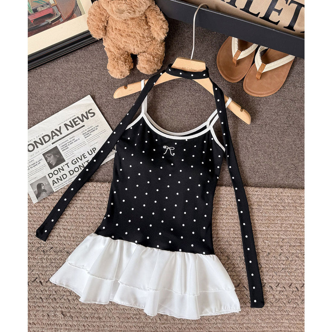 ミニミニストア miniministore ドット柄キャミソール チョーカー付き夏服 （ブラック） ブラック