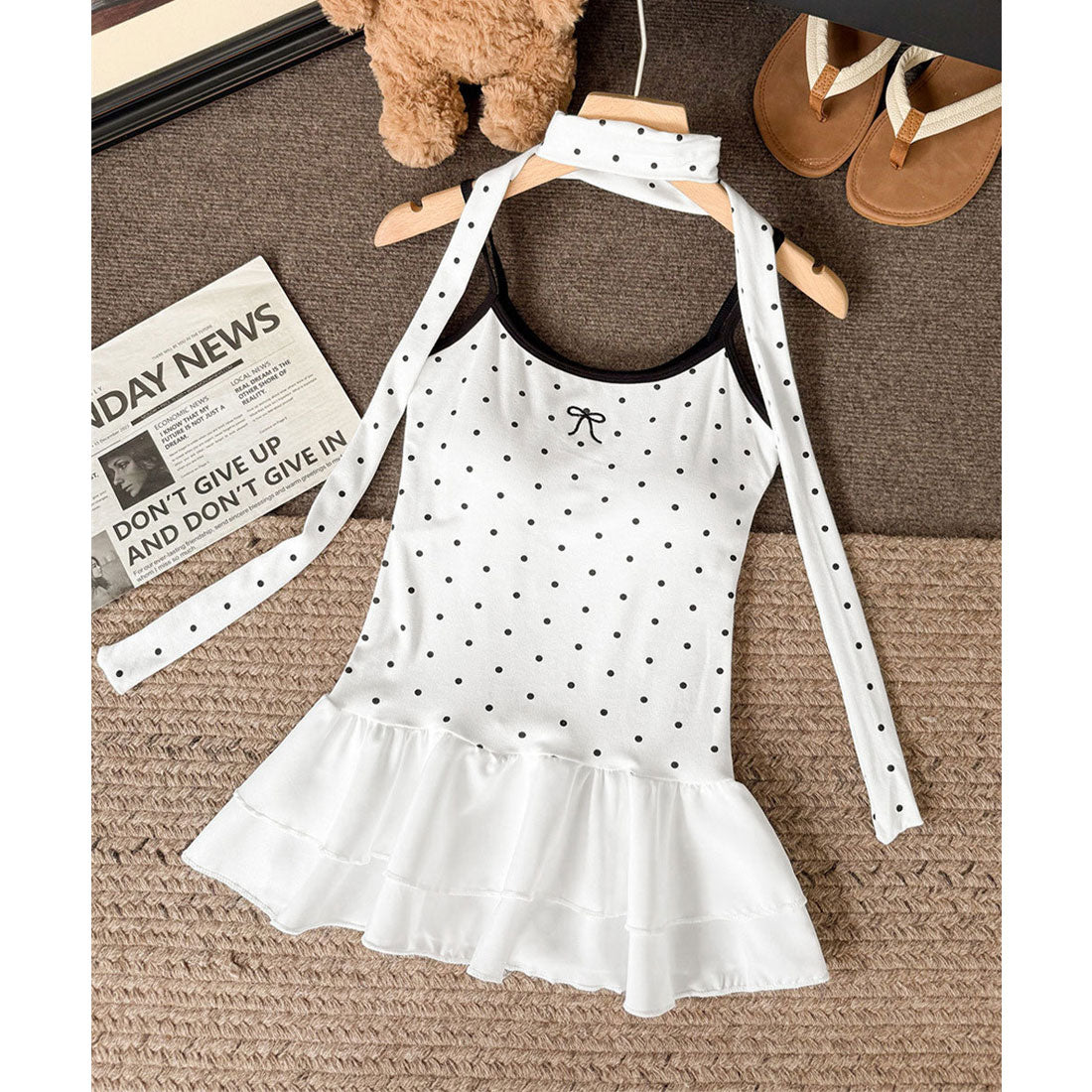 ミニミニストア miniministore ドット柄キャミソール チョーカー付き夏服 （ブラック） ブラック